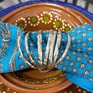 Silver Bangle Bracelet Set